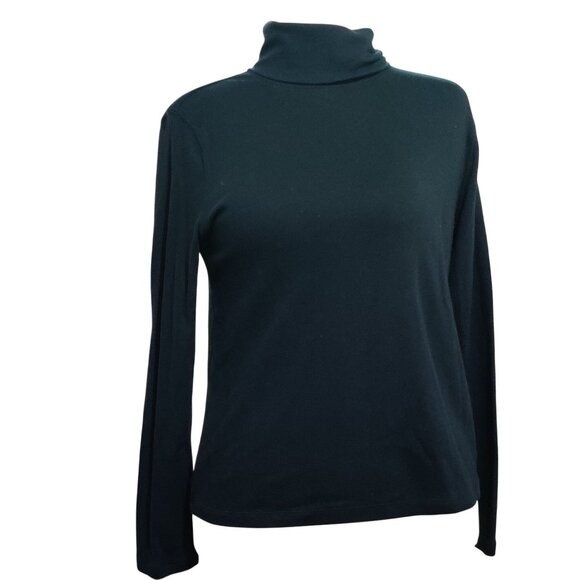 St. John's Bay L Black Turtleneck Shirt Long Sleeve Soft Stretch Classic Retro - Picture 1 of 5